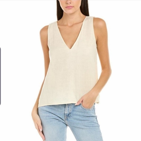 Johnny Was Calme Drape Tank Top Double V Neck Sleeveless 100% Cotton Size M - Picture 1 of 7